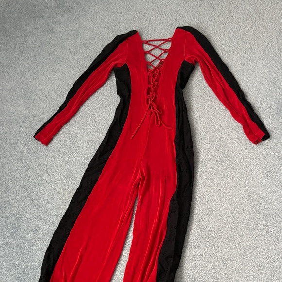 Red and Black Jumpsuit with Gold Accents - Picture 15 of 16